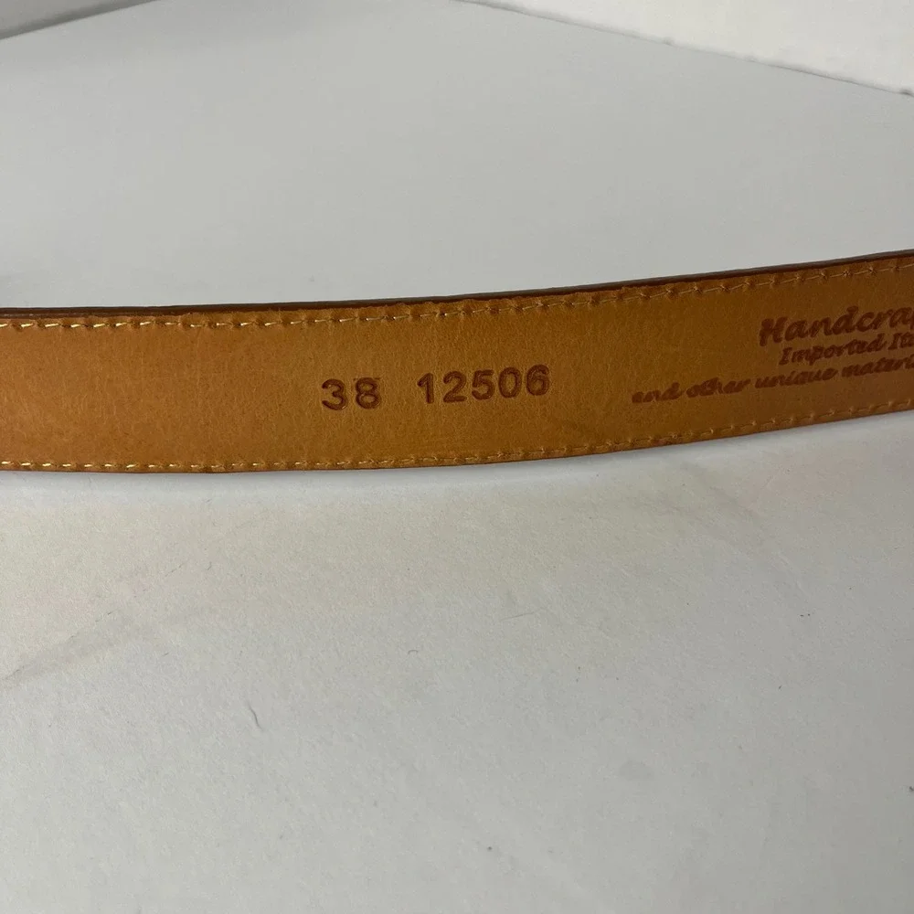 Onyx by Brighton Mens Brown Croc Embossed Leather Belt Silver Hardware Size 38